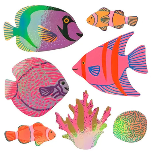 AUTOCOLLANTS POISSONS TROPICAUX FINITION PERLÉE