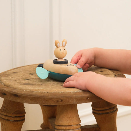 BATEAU À REMONTOIR EN BOIS LAPIN POUR LE BAIN