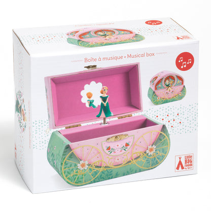 Boîte d'emballage du coffret musical "Balade en carrosse" de Little Big Room par Djeco.