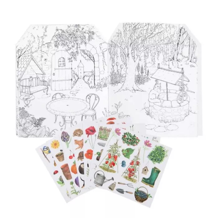 CAHIER DE COLORIAGE AVEC 120 AUTOCOLLANTS "LE JARDINIER"