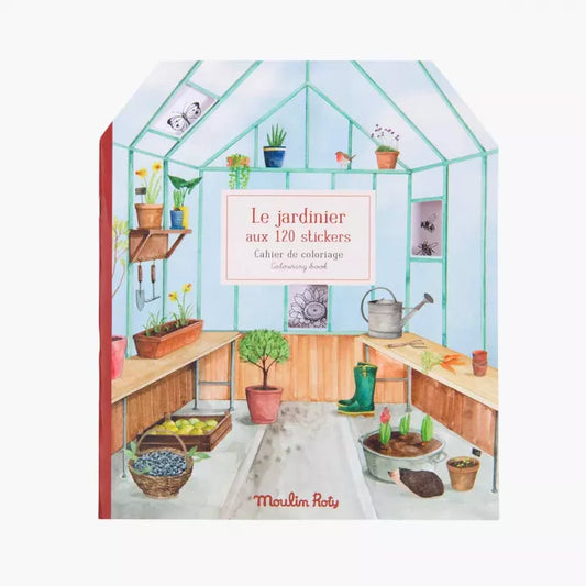 CAHIER DE COLORIAGE AVEC 120 AUTOCOLLANTS "LE JARDINIER"