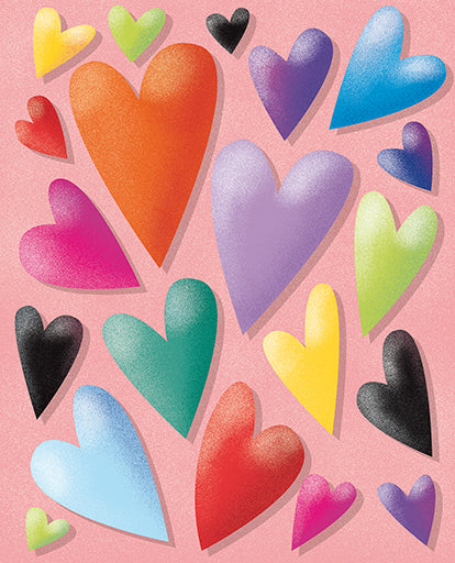 CARTE DE SOUHAIT COEURS COLORÉS