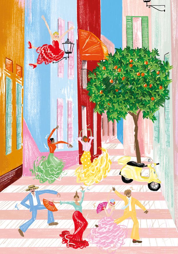 CARTE DE SOUHAITS DANSEURS COLORÉS