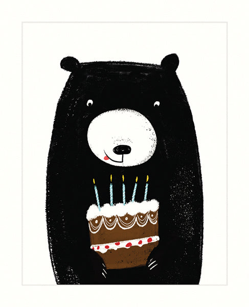 BEAR WITH BIRTHDAY CAKE GREETING CARD