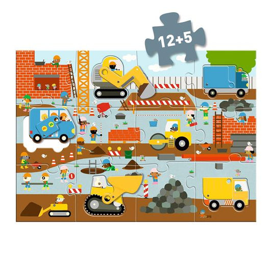 GIANT PUZZLE "THE CONSTRUCTION SITE" 12 PCs + 5 PCs