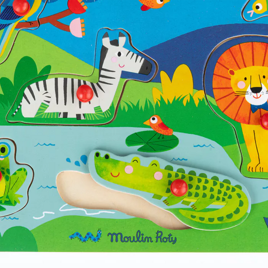 WOODEN ANIMAL SOUND PUZZLE "LES TOUPITIS"