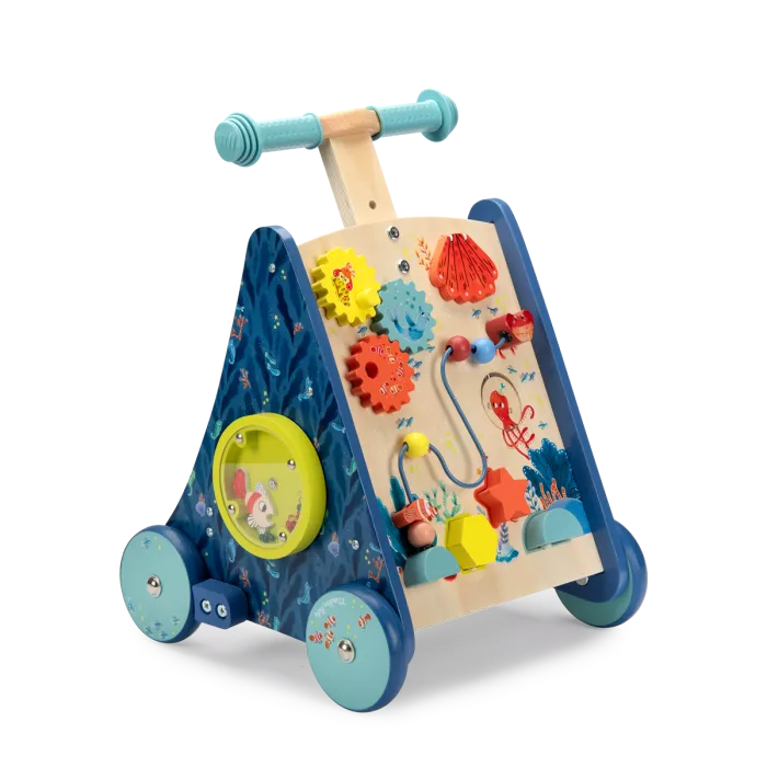CHARIOT DE MARCHE D'ACTIVITÉS EN BOIS "LES AVENTURES DE PAULIE"