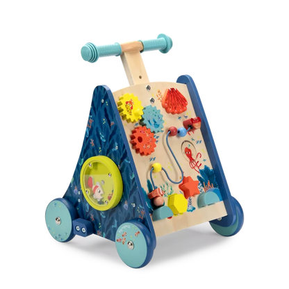 CHARIOT DE MARCHE D'ACTIVITÉS EN BOIS "LES AVENTURES DE PAULIE"
