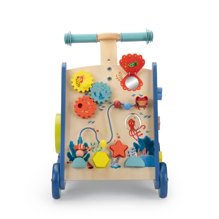 CHARIOT DE MARCHE D'ACTIVITÉS EN BOIS "LES AVENTURES DE PAULIE"