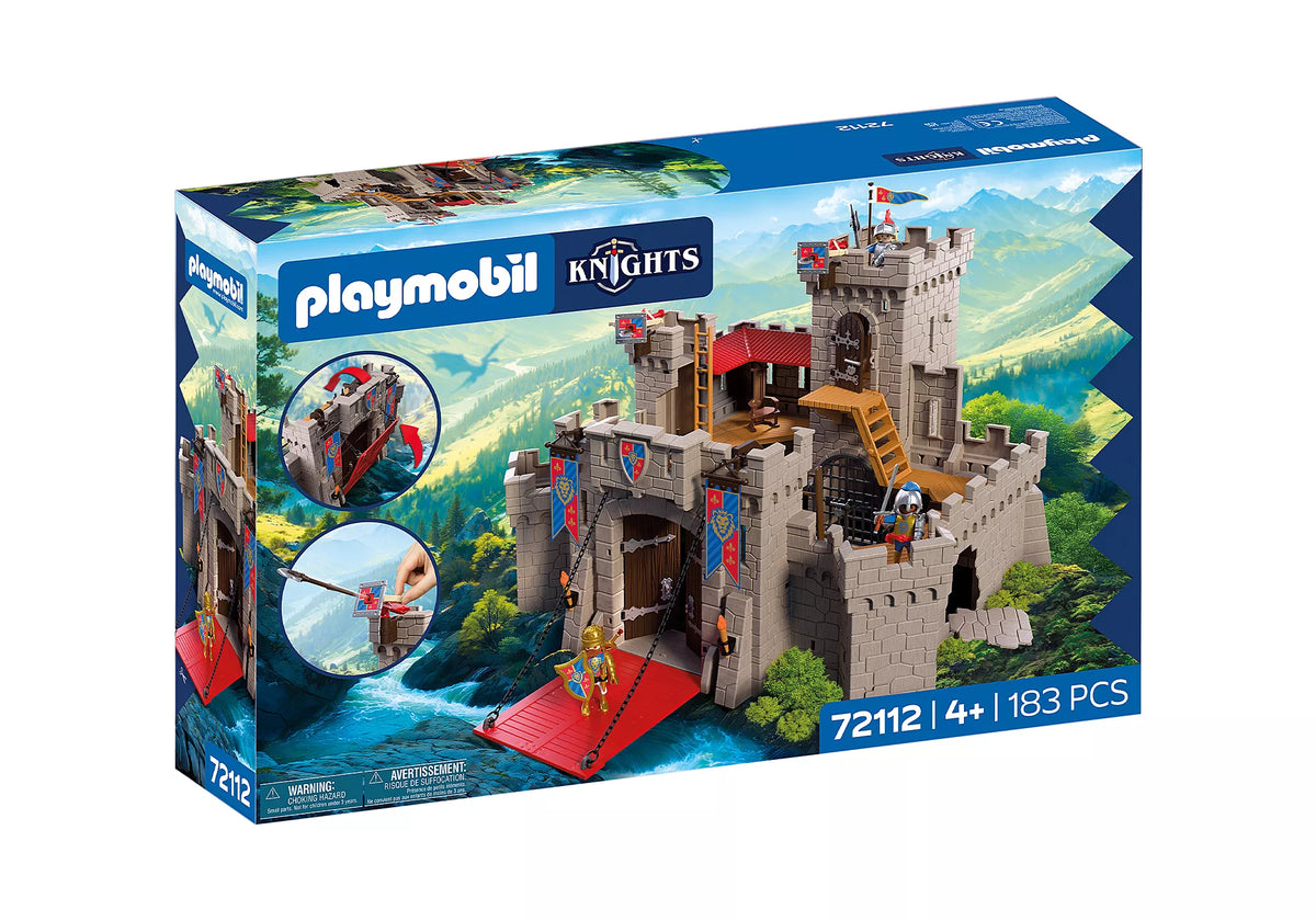 Boîte du jeu Château fort des chevaliers Playmobil Knights (référence 72112) contenant 183 pièces pour enfants dès 4 ans.