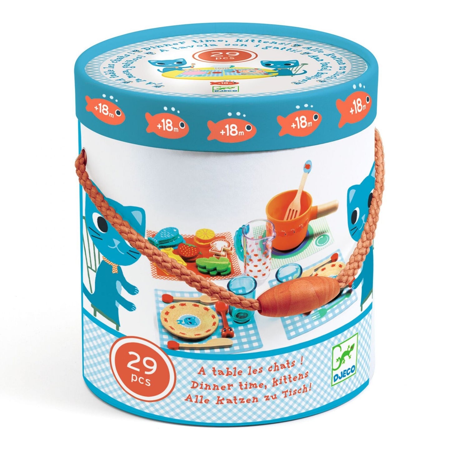 DÎNETTE EN BOIS "À TABLE LES CHATS" POUR TOUT-PETITS