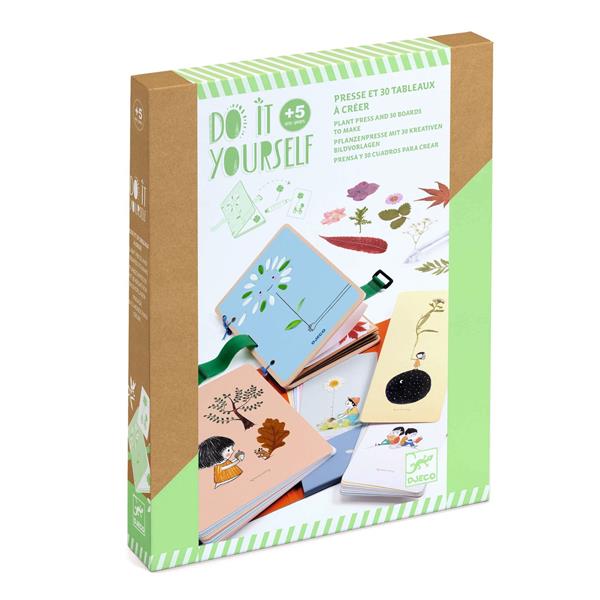 Boîte du kit créatif Do It Yourself Presse et 30 tableaux à créer de Djeco pour les enfants à partir de 5 ans.
