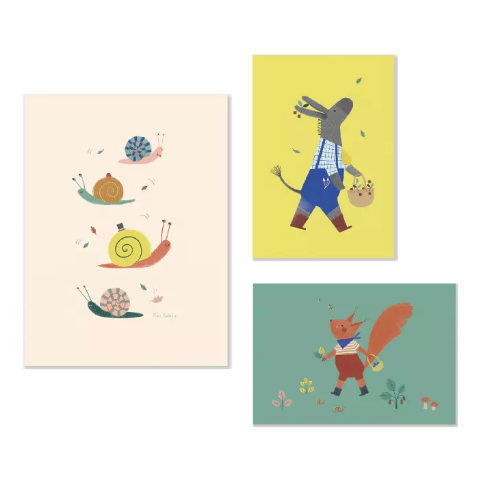 SET OF 3 WALL ART "POMMES DES BOIS" 