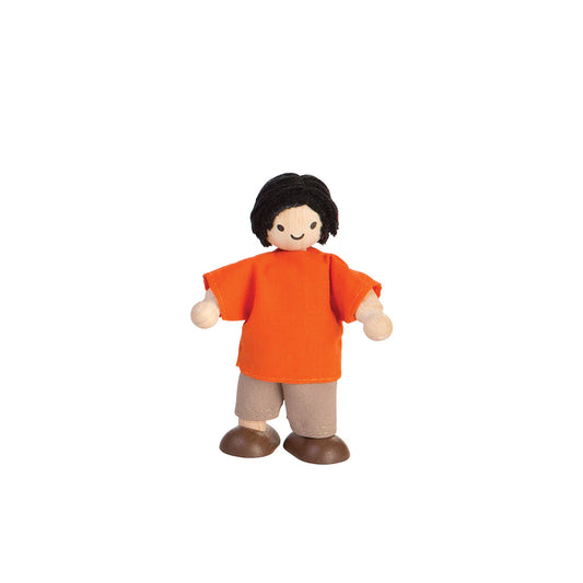 WOODEN DOLLHOUSE FIGURE BOY WITH DARK HAIR