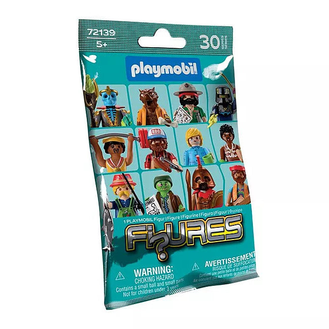 Sachet mystère Playmobil Figures Série 30 bleu contenant une figurine surprise à collectionner pour enfants dès 5 ans.