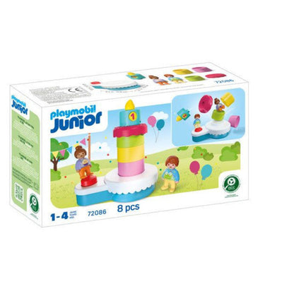 Boîte de jeu du gâteau d'anniversaire Playmobil Junior 72086 pour enfants de 1 à 4 ans, contenant 8 pièces.
