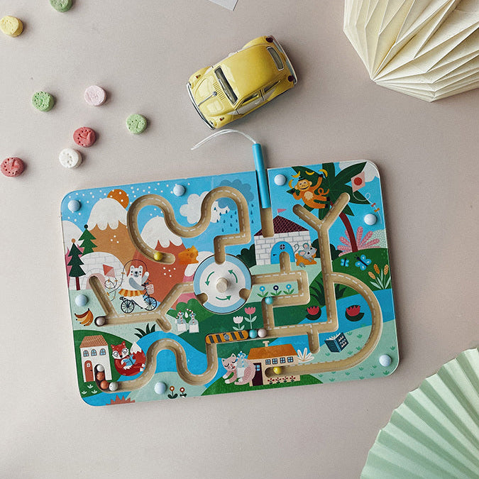 LABYRINTHE MAGNÉTIQUE EN BOIS "SUR LA ROUTE"