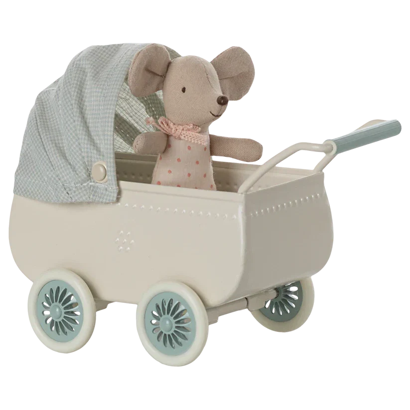 PRAM WITH BABY MOUSE MINT