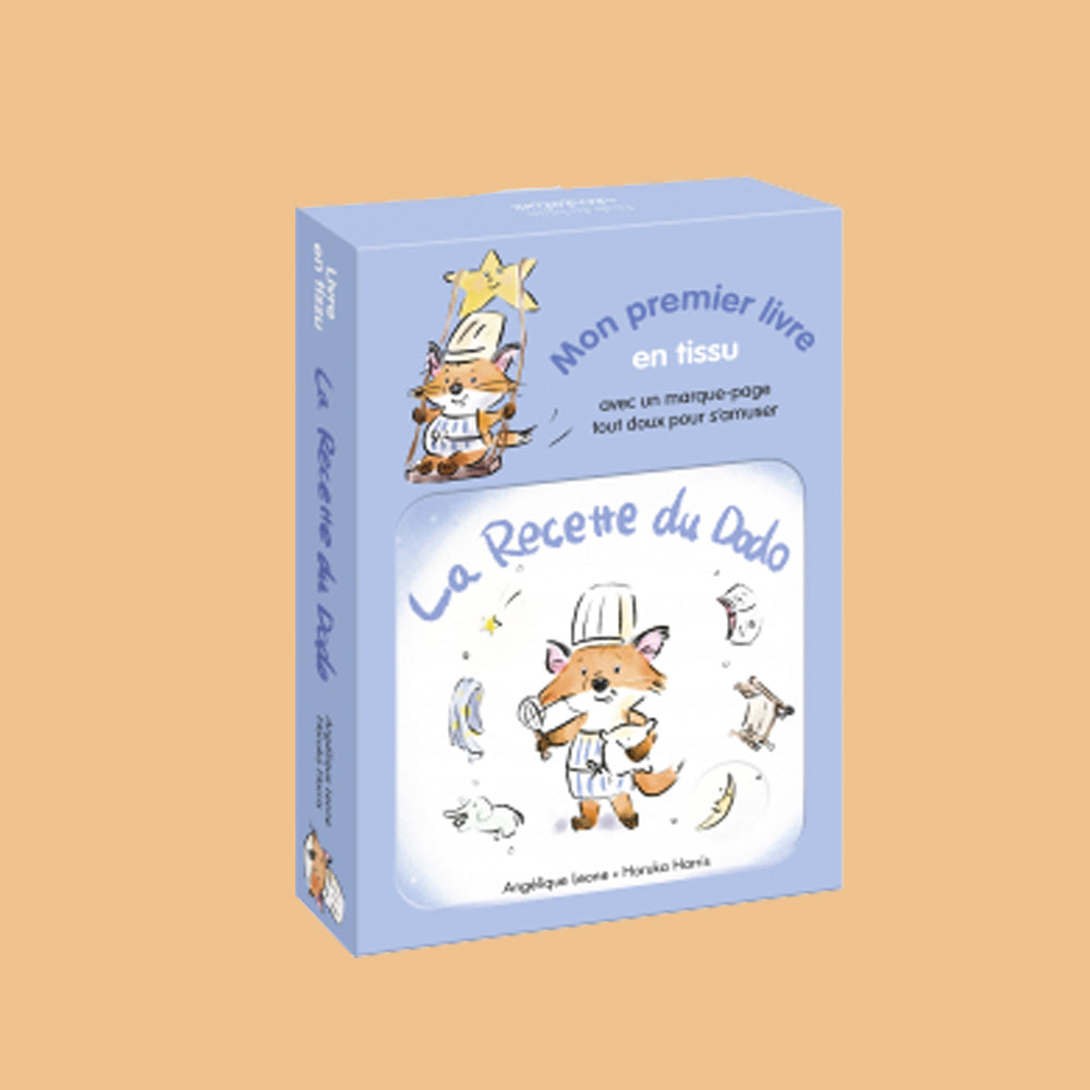 Livre en tissu La recette du dodo par L'école des loisirs avec couverture souple représentant un animal endormi et une poignée de transport.