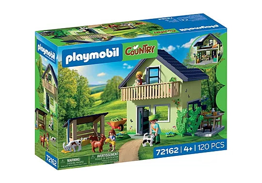 Boîte du jeu Playmobil Country 72162 Maison de la ferme contenant 120 pièces pour enfants de 4 ans et plus.