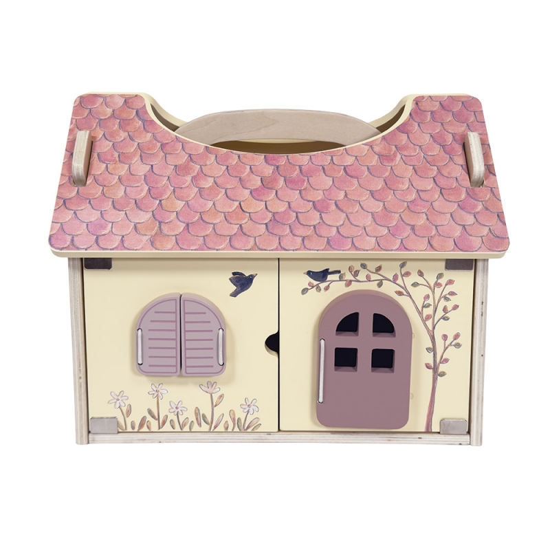 WOODEN DOLLHOUSE WITH BEAR
