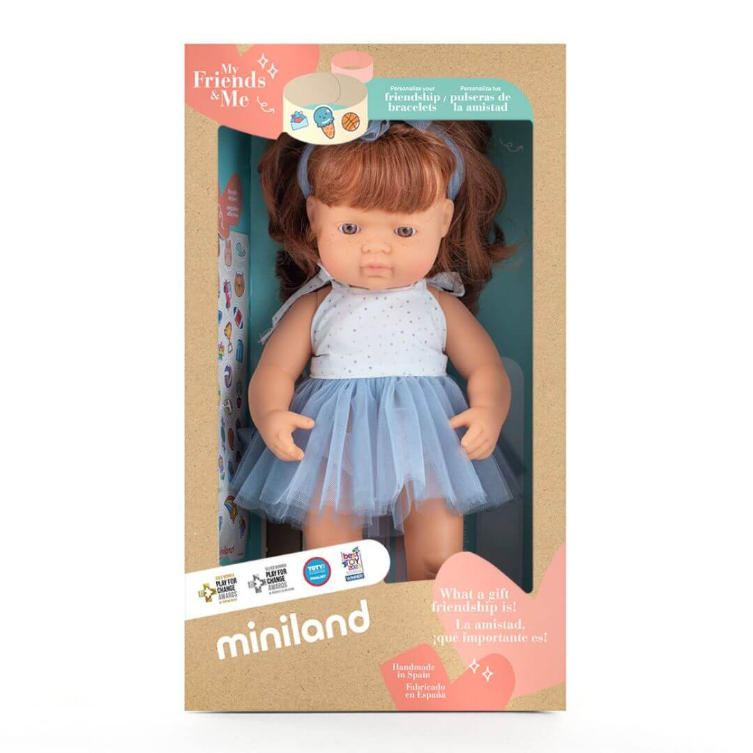 POUPÉE BÉBÉ FILLE 38 CM CHEVEUX ROUX « MES AMIES ET MOI »
