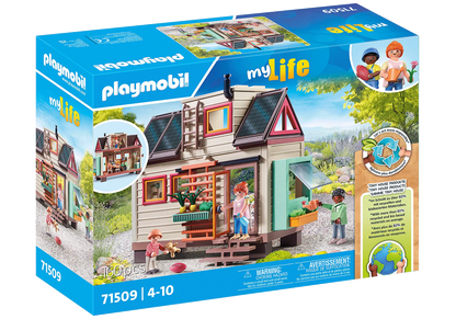 Boîte du jeu de construction Petite Maison Playmobil My Life 71509 pour enfants de 4 à 10 ans.