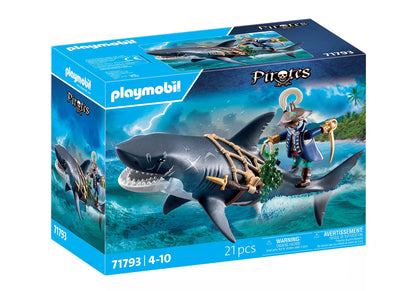 Boîte du jeu de construction Pirate et requin géant Playmobil Pirates 71793 de 21 pièces pour enfants de 4 à 10 ans.