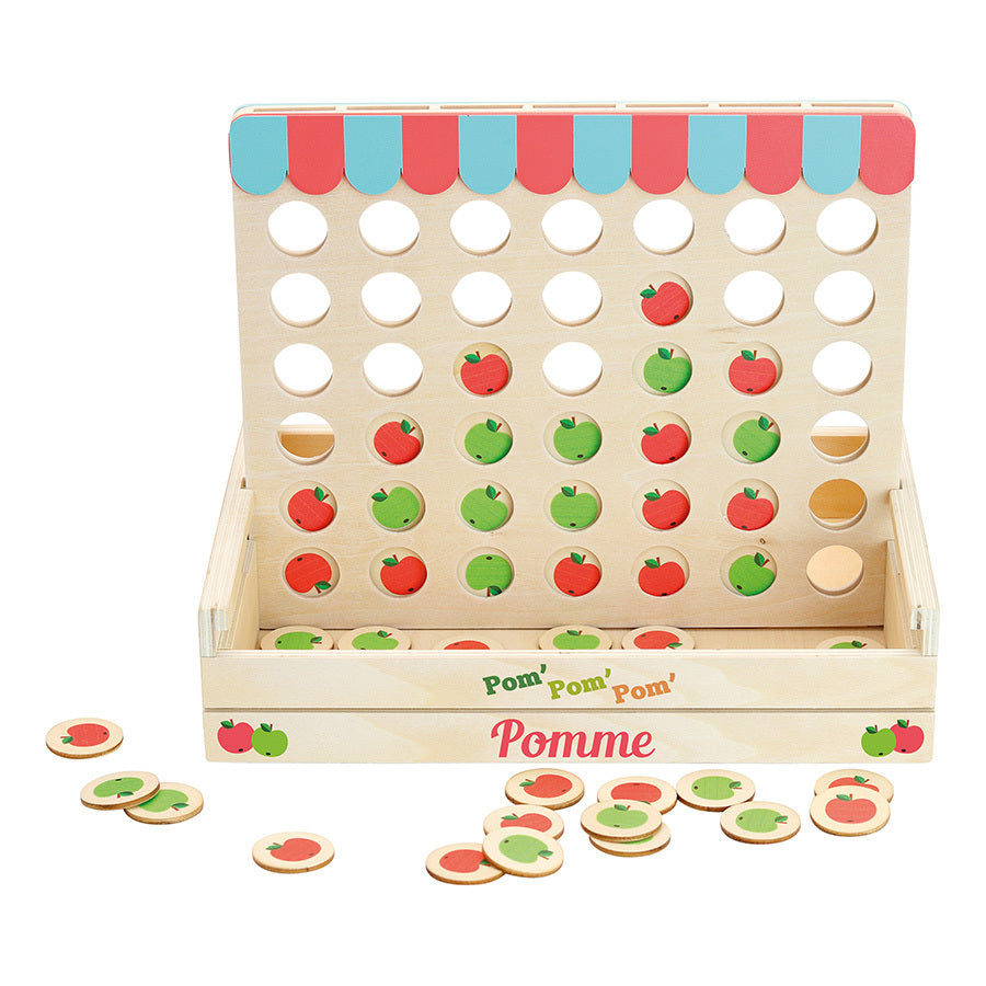 POM' POM' POM' POMME JEU DE 4 À LA SUITE EN BOIS