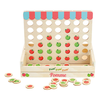 POM' POM' POM' POMME JEU DE 4 À LA SUITE EN BOIS