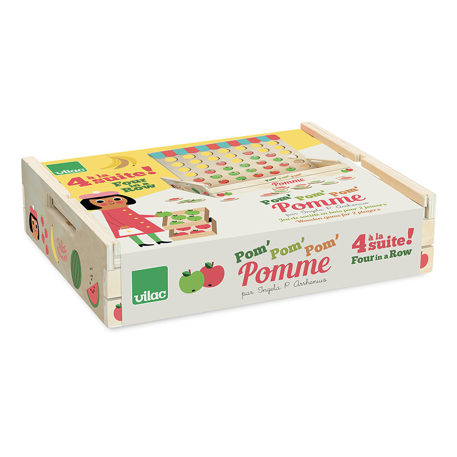 POM' POM' POM' POMME JEU DE 4 À LA SUITE EN BOIS