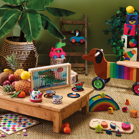 PORTEUR EN BOIS CHIEN MULTICOLORE PAR ANDY WESTFACE