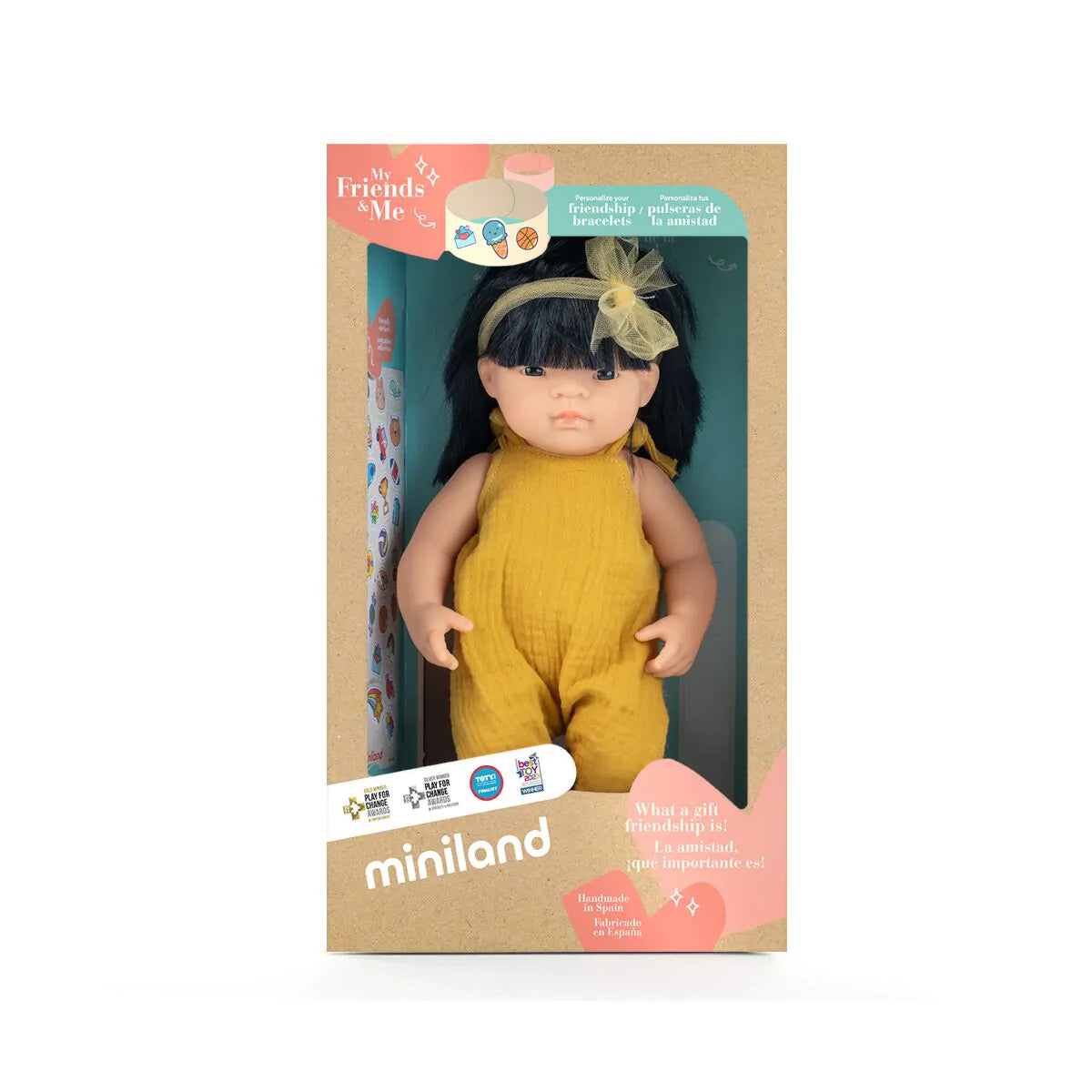 POUPÉE BÉBÉ FILLE CHEVEUX NOIR 38 CM "MES AMIES ET MOI"