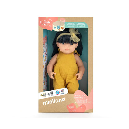 POUPÉE BÉBÉ FILLE CHEVEUX NOIR 38 CM "MES AMIES ET MOI"