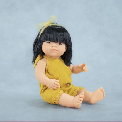 POUPÉE BÉBÉ FILLE CHEVEUX NOIR 38 CM "MES AMIES ET MOI"