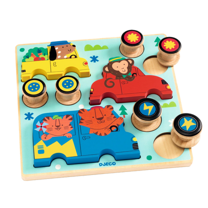 PUZZ & ROLL "COLOR" CASSE-TÊTE ET JOUET À POUSSER EN BOIS