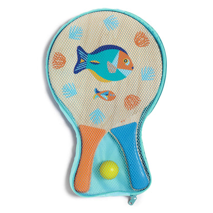 "SEA" WOODEN BEACH RACKETS SET