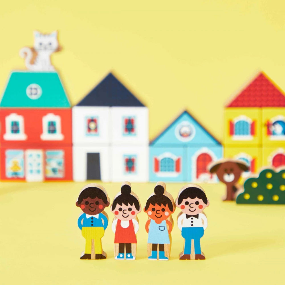 SET OF 36 WOODEN BLOCS CITY "CROSS ROADS"