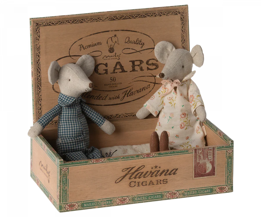 MICE GRANDMA AND GRANDPA IN CIGARBOX