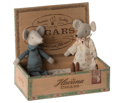 MICE GRANDMA AND GRANDPA IN CIGARBOX