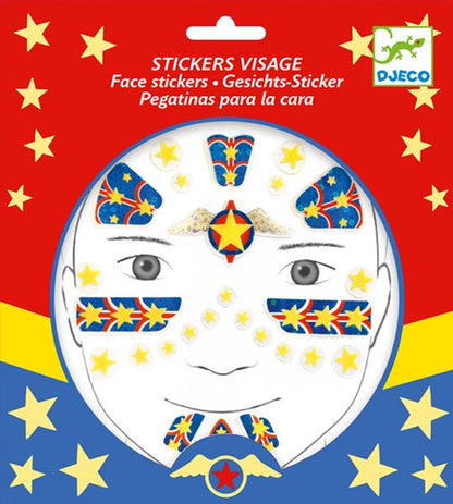 REPOSITIONABLE FACE STICKERS "SUPER HEROES"