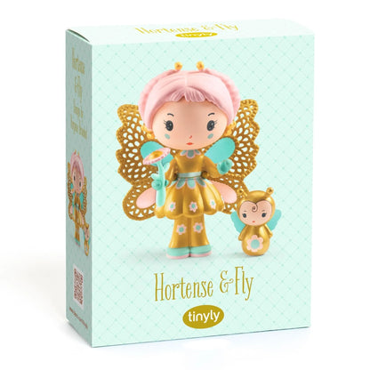Boîte d'emballage menthe de la figurine de collection Hortense & Fly de la gamme Tinyly par Djeco.