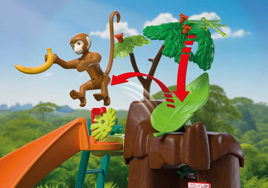 Figurine de singe sautant du sommet de l'arbre dans le jeu Playmobil 72071.