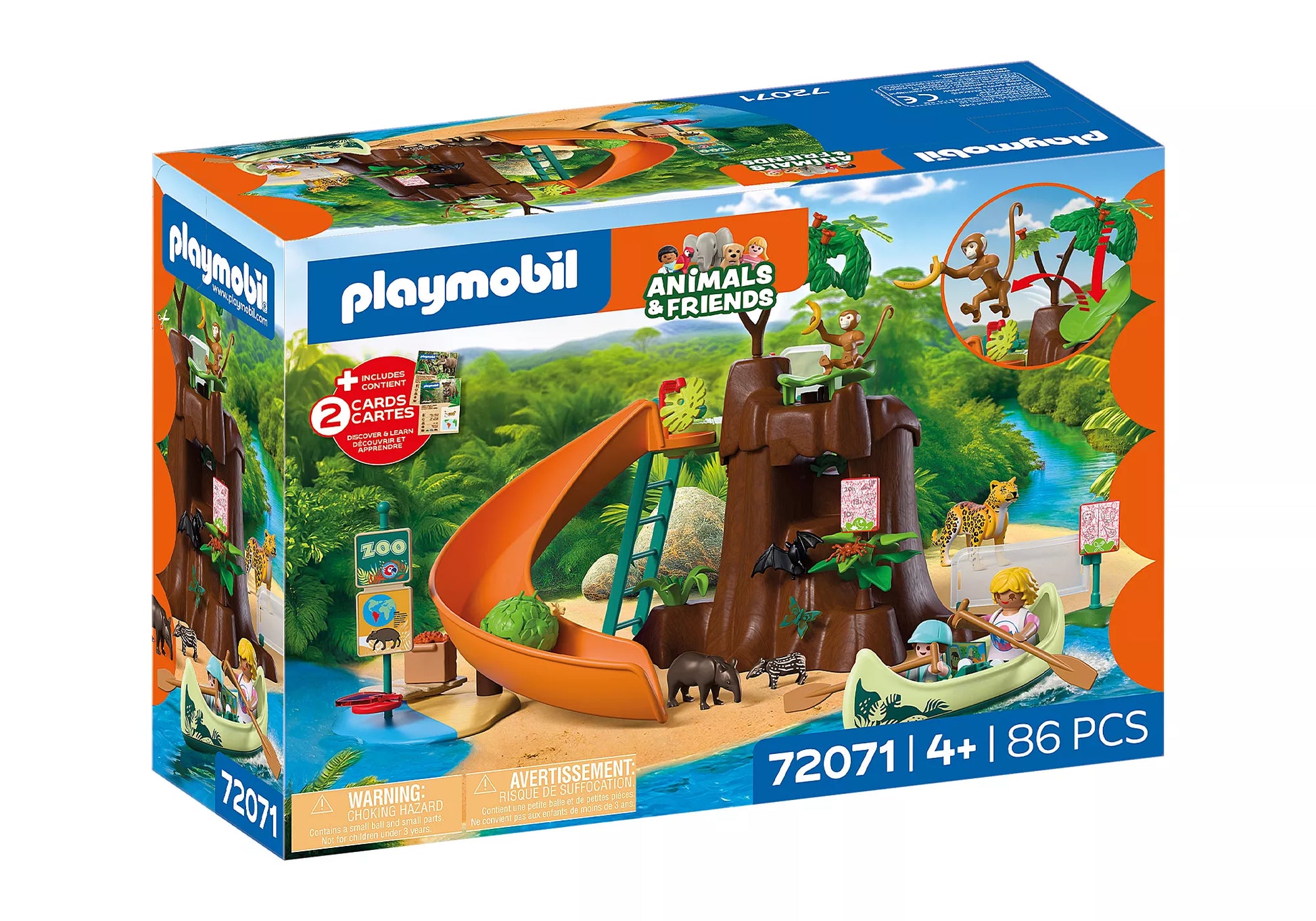 Boîte du jeu de construction Playmobil Animals & Friends 72071 Zoo au cœur de la jungle (86 pièces, dès 4 ans).