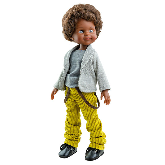 LAS AMIGAS CAYETANO DOLL WITH BRACES AND GREY JACKET 32 CM