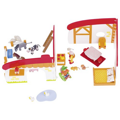WOODEN DOLLHOUSE ON THE FARM